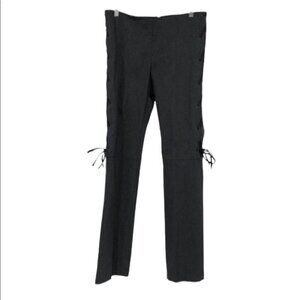 Awear grey pull on slacks brown string tied side seams trousers